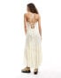 COLLUSION beach maxi linen beach dress with seams in natural Бежевый, L - EU 44-46 - фото #4