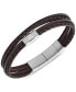 ფოტო #1 პროდუქტის Men's Brown Multi-Strand Braided Leather Bracelet