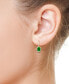 ფოტო #2 პროდუქტის EFFY® Dyed Jade & Diamond (1/5 ct. t.w.) Dangle Hoop Earrings in 14k Gold
