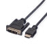 Фото #1 товара ROLINE DVI Cable - DVI (18+1) M - HDMI M 3 m - 3 m - DVI-D - HDMI - Male - Male - Black
