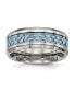 Фото #1 товара Titanium Light Blue Carbon Fiber Inlay Wedding Band Ring