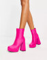 Фото #8 товара New Look satin platform heeled boots in pink