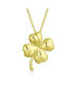 ფოტო #1 პროდუქტის Good Luck Fortune Irish Shamrock Shape Lucky Charm Four Leaf Clover Pendant Necklace For Women Yellow Gold Plated Sterling Silver