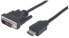 Фото #1 товара Manhattan HDMI to DVI-D 24+1 Cable - 1.8m - Male to Male - Black - Equivalent to HDMIDVIMM6 - Dual Link - Compatible with DVD-D - Lifetime Warranty - Polybag - 1.8 m - HDMI Type A (Standard) - DVI-D - Male - Male - Straight
