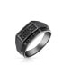 Фото #1 товара Men's Geometric Micro Rectangle Black CZ Cubic Zirconia Statement Ring Sterling Silver Signet Championship Ring