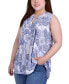 Фото #1 товара Plus Size Sleeveless Pintucked Blouse