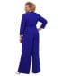 ფოტო #2 პროდუქტის Women's Tie-Waist 3/4-Sleeve Wide-Leg Jumpsuit