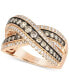 Фото #1 товара Nude Diamond™(1/2 ct. t.w.) & Chocolate Diamond®(3/4 ct. t.w.) Crossover Statement Ring in 14k Rose Gold