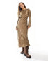 COLLUSION crinkle satin backless maxi dress in bronze