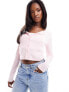 Фото #1 товара ASOS DESIGN cropped cardigan and bralet set in brushed rib in light pink