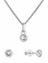 Glittering jewelry set with Swarovski 39177.1 (earrings, chain, pendant) clear, silver - фото #1