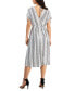 ფოტო #2 პროდუქტის Women's Dropped-Shoulder Pleated V-Neck Midi Dress