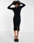 Edited button front midi dress in black