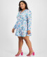 ფოტო #3 პროდუქტის Trendy Plus Size Ruffled Floral Satin Minidress, Created for Macy's