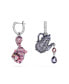 ფოტო #4 პროდუქტის Asymmetrical Design, Cat and Teapot, Multicolored, Rhodium Plated Alice In Wonderland Drop Earrings