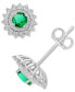 ფოტო #1 პროდუქტის Sapphire (5/8 ct. t.w.) & Diamond (1/5 ct. t.w.) Halo Stud Earrings in 14k White Gold (Also in Emerald)