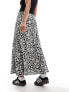 Vero Moda elasticated waistband maxi skirt in mono floral schwarz-weiß geblümt, XS - фото #5