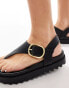 Фото #3 товара Stradivarius buckle detail thong sandal in black