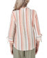 Фото #2 товара Petite Linen Tuscan Sunset Striped Textured Button-Down Top