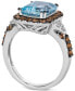 Couture Sea Blue Aquamarine (2-1/2 ct. t.w.), Chocolate Diamonds (5/8 ct. t.w.) & Nude Diamonds (1/10 ct. t.w.) Square Halo Ring in Platinum