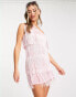 Фото #1 товара ASOS DESIGN tiered fringe beach mini dress in pink