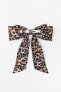 ANIMAL PRINT SATIN BOW HAIR CLIP