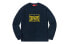 Supreme SS19 Warm Up Crewneck Navy 胸口logo套头卫衣 男女同款 海军蓝 送礼推荐 / Худи Supreme SS19 Warm Up Crewneck Navy logo SUP-SS19-413