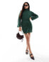 Vila roll neck mini jumper dress with tie waist in green Kiefergrün, S - EU 34-36 - фото #3