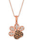 Фото #1 товара Le Vian nude™ & Chocolate® Diamond Paw Print 20" Pendant Necklace (3/4 ct. t.w.) in 14k Rose Gold