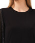 Women's Jewel Crewneck Long Sheer Clip Dot Sleeve Knit Top