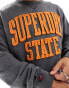 Superdry Vintage athletic crew sweatshirt in charcoal marl