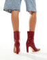 Public Desire Polaris Wide Fit sqaure toe heeled ankle boots in red