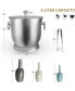 Фото #2 товара Stainless Steel Ice Bucket with Ice Tongs, Scoop, Lid - 3.3 L