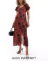 Фото #1 товара ASOS DESIGN Maternity puff sleeve lace up midi dress in rust print