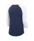 Women's Navy, White Atlanta Braves Knockout Arch 3/4-Sleeve Raglan Tri-Blend T-shirt