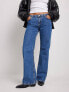 NA-KD low waist straight leg jeans in mid blue