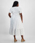 ფოტო #5 პროდუქტის Women's Short-Sleeve Clip-Dot Midi Dress, XXS-4X, Created for Macy's