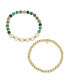 ფოტო #1 პროდუქტის Multi Green Quartz Family Stone and Beaded Stretch Bracelet Set