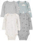 Фото #6 товара Baby 4-Pack Long-Sleeve Cloud Bodysuits 3M