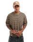 Фото #2 товара ASOS DESIGN oversized boxy t-shirt with textured stripe in neutral