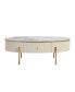 Modern Oval Coffee Table With 2 Large Drawers Storage Accent Table