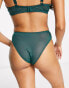 Ivory Rose lace and mesh high leg high waist brazilian brief in emerald green