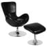 Фото #3 товара Egg Series Black Leather Side Reception Chair With Ottoman
