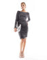 Object ruched jersey bodycon mini dress with square neck in grey