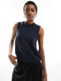 Фото #1 товара COLLUSION ribbed turtle neck knitted tank in navy