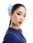 ASOS DESIGN scrunchie hair tie with stripe design in blue