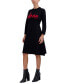 Фото #4 товара Petite Crewneck Long-Sleeve Love A-Line Dress