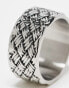 ASOS DESIGN waterproof stainless steel band ring with texture in silver tone