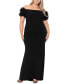 Фото #1 товара Plus Size Off-The-Shoulder Scuba-Crepe Gown