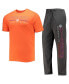 ფოტო #2 პროდუქტის Men's Heathered Charcoal, Orange Clemson Tigers Meter T-shirt and Pants Sleep Set